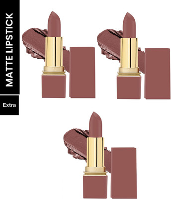 Luipui TRENDING LONG LASTING, WATERPROOF & QUICK DRY LIPSTICK FOR BOLD LOOK PACK OF 3(NUT MEG - 14, 18 ml)