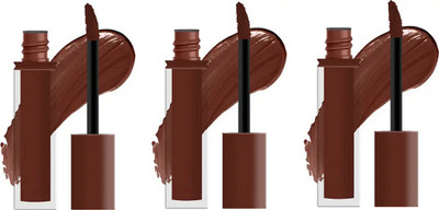 Luipui Premium Air Matte Color Bliss Liquid Lipstick / Lightweight,Waterproof (Sets 3)(BROWN, 18 ml)