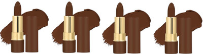 Luipui Amazing matte finish long lasting coffee color lipstick for matte look pack of 4(COFFEE BROWN, 20 ml)