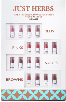 Just Herbs Herb-Enriched Ayurvedic Intense Colour Micro Mini Lipstick Set - 16 Shades(Multicolor, 7 g)
