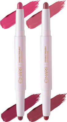 MARS Double Trouble Lip Crayon- Pack Of 2 |(Bubblegum-Mocha, 2 g)