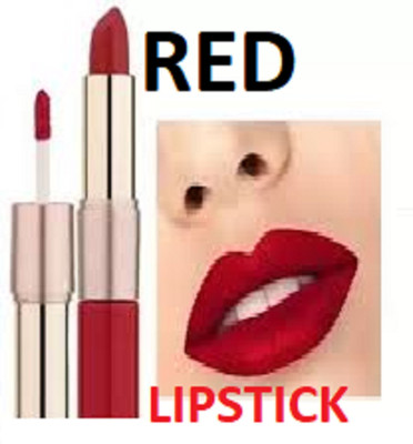 Luipui red color matte glossy 2 in 1 lipstick pack of 1(red, 6 ml)