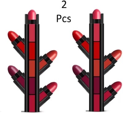 LORSHEL Instant Beauty 5 in 1 Forever Creamy Matte Lipstick, The Red Editions Pack of 2(The Fab Red Edition, 15 ml)