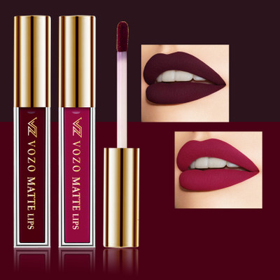 VOZO Stay-All-Day Matte Liquid Lipstick - Waterproof & Fade-Resistant Pack Of 2 VZ-15(Multicolor, 8 ml)