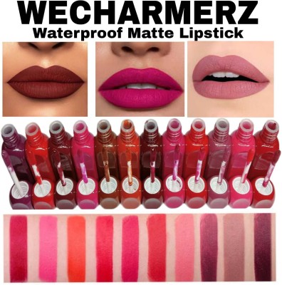 WECHARMERZ Long Lasting WaterProof Smudge Proof Lightweight Matte Lipstick Pack Of 12(Multicolor, 36 ml)