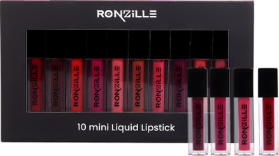 RONZILLE Mini Long Lasting Waterproof Non Transfer Liquid Matte Lipstick Set of 10(Multicolor, 15 ml)