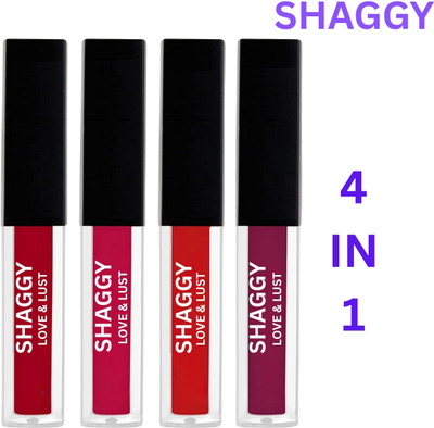 SHAGGY WaterProof Sensational Liquid Matte Red Lipstick Set of 4 (30ml)4(red, 30 ml)