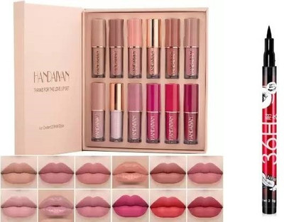 Ladymode Delanci HANDAIYAN Liquid Matte Lipstick And Yanqina 36H Eyeliner Black color(multi shades, 30 ml)