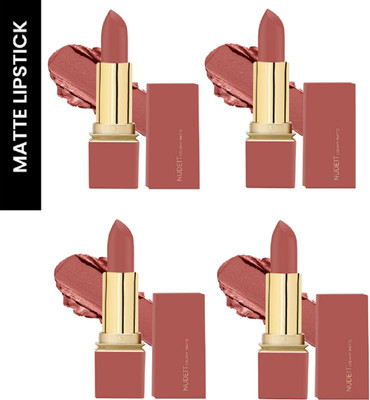 Luipui MATTE CREAMY SUPER STAY LONG LASTING, FULL COVERAGE LIPSTICK PACK OF 4(BLUSH - 12, 24 g)