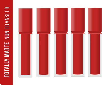 Luipui PREMIUM MATTE NON-DRYING & SMUDGE PROOF MATTE LIPSTICK PACK OF 5(CHERRY ON TOP, 35 ml)