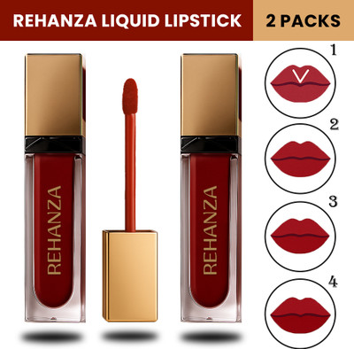 Rehanza Premium Liquid Lipstick - 2 Pack Matte Long Lasting Waterproof Red Shades(Red, 10 ml)