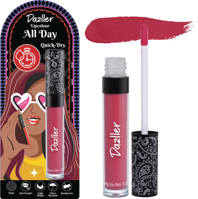 Dazller All Day Lipcolour, Ultra Intense Matte,Smudge-Proof, Lightweight,Up to 8Hrs Stay(QDLC018 - Crazy Crimson, 6 g)