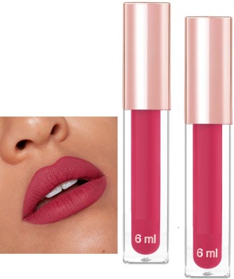 ADJD Combo Transfer-proof Liquid Matte Lipstick Long-Lasting & Non-Drying Rose pink(Rose pink, 12 ml)