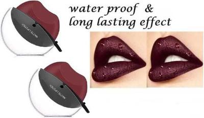 Dexklut WATERPROOF APPLE SHAPE LONG LASTING Maroon pack of 2(Maroon, 20 g)