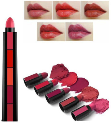 kHUDAt Beauty Red Edition 5 in 1 Pocket Matte Finish Lipstick Set, 5 Lip Color in 1(multicolor, 7.5 g)