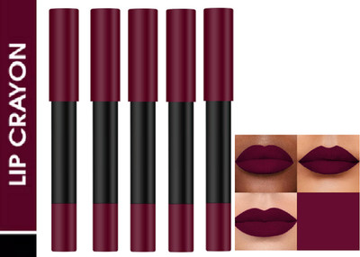 Luipui TRENDING LONG LASTING, WATERPROOF & QUICK DRY LIP CRAYON FOR BOLD LOOK PACK OF 5(MURPHY WINE - 15, 20 g)