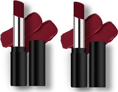 FLORERO smudge proof with waterproof lipstick pack of two(Cherry, 6.4 g)