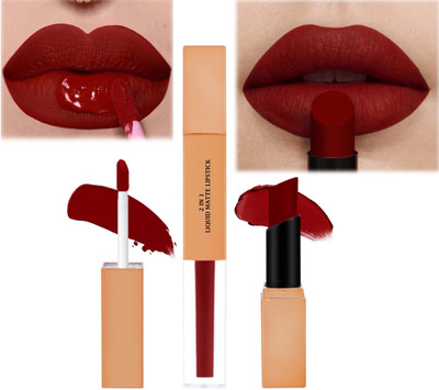 GABBU 2 in 1 Lipstick Full Coverage Comfortable 2 in 1 Lipstick(Maroon Red, 7 ml)