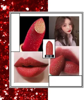 WOONGMI Non Transfer Creamy Matte Glitter Lipstick | Highly Pigmented with Smooth(Glitter Red, 3.6 g)