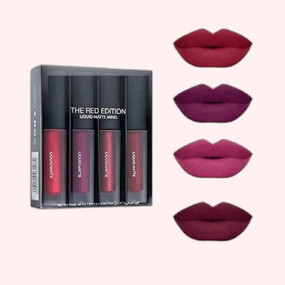 Sarbeau 4 Shades Red Lipstick 4in1 Red Edition Liquid Matte_C_005(Multi, 10 ml)