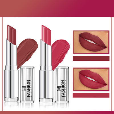 MI FASHION Vegan Long Wear Soft Matte Lipsticks Set Pigmented Combo of 2 Code no 1602(Brown, Pink Wink, 7 g)