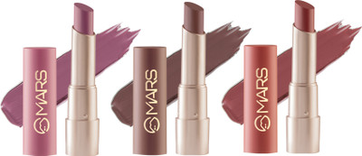 MARS Creamy Matte Highly Pigmented Lipstick 7-8-9 Pack Of 3(07 Majestic Mambo, 08 Hip-Hop, 09 Bollywood Surprise, 9.6 g)