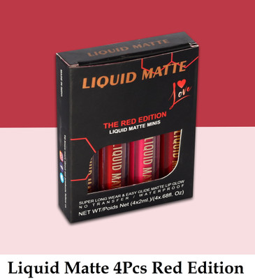 lipcy RED EDITION LIQUID MATTE LIPSTICK PACK OF 4(RED EDITION, 2 ml)