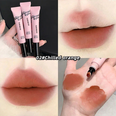 DAIMANPU Gege Bear-Matte Liquid Lipstick & Soft Blush Moisturizing Lip Gloss(Chilled orange, 8 g)