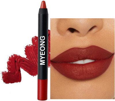 MYEONG Matte Finish Crayon Smooth Texture Pencil Lipstick For Girl & Women(Deep Red, 3.5 g)