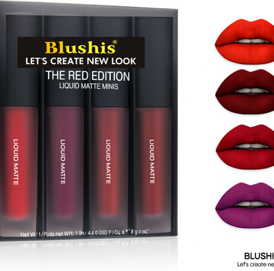 BLUSHIS Liquid Matte Lipsticks Combo of 4 trending(Red Edition, 16 ml)