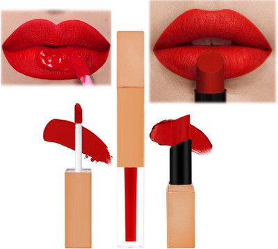 MYEONG 2 in 1 Ultra Pigmented Creamy Matte scarlet Non Transfer Smudge Proof Lipstick(Ccarlet, 7 g)