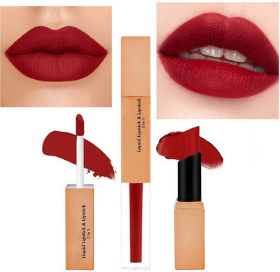 manasona Red 2in1 Liquid Lipstick Non-Transfer Long-Lasting WaterProof Matte Lipstick(Red, 4 ml)