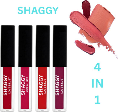 SHAGGY WaterProof Sensational Liquid Matte Red Lipstick Set of 4 (30ml)127(red, 30 ml)