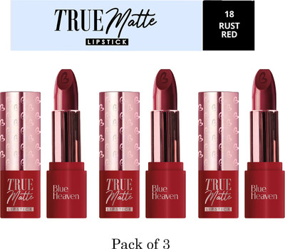 BLUE HEAVEN True Matte Lipstick- 18 Rust Red 4G ( Pack of 3 )(Rust Red, 12 g)