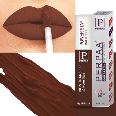 Perpaa Power stay Non-sticky & Long lasting Matte liquid lipstick , shade no 16(Brown, 5 ml)