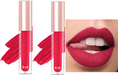 Emijun Combo Non Transfer Smudge Proof Longlasting Liquid Matte Lipstick Fire red(Fire red, 12 ml)