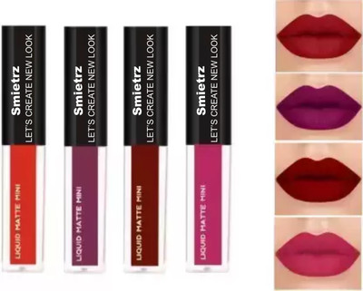 SMIETRZ Non Transfer Waterproof Longlasting Liquid Matte Mini Lipstick Combo(Multicolor, 16 ml)