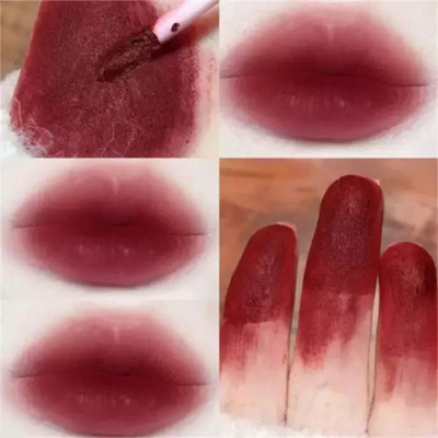 GABBU Ice Matte Lipstick Velvet Transparent Lip Glaze Pigment DARK RED(DARK RED, 4 g)