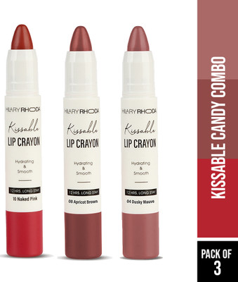 Hilary Rhoda Kissable Lip Crayon | Highly Matte Finish & Retractable Lip Crayon | Set of 3(Kissable Candy Combo, 3.5 g)