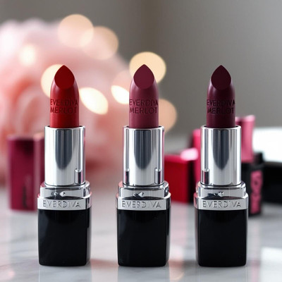Everdiva Luxury Matte Lipstick Set of 3 Wine Red, Musky Maron and Lovely Pink(Multicolor, 12 ml)