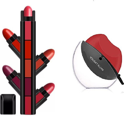 APPARA 5in1 Creamy Matte Lipstick + Apple shape Matte Lipstick Red Edition(Pack of 2)(Red, 45 ml)