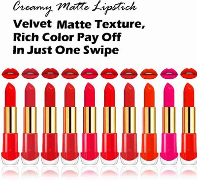kKode beutiful shade lipstick combo colour pack of 10(multi colour, 40 ml)