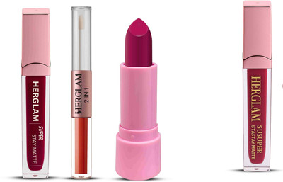 herglam Lip & Eye Makeup Kit – Matte Lipsticks + Black Eyeliner(Multicolor, 10 ml)