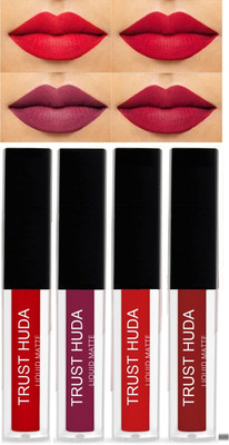 Trust Huda Insta Beauty Sensational Liquid Matte Lipsticks 4 Piece (The Red Edition)(Red, 16 ml)