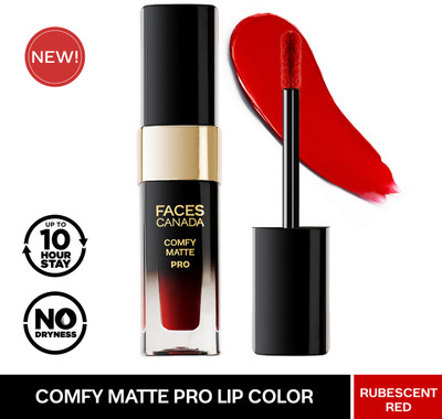 FACES CANADA Comfy Matte Pro Lip Color | 10hr stay | Comfortable |(Rubescent Red, 5.5 ml)