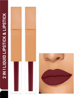 Luipui BEST MATTE CREAMY QUICK DRY, LONG STAY & HYDRATING LIPSTICK PACK OF 2(CLARET - 310, 14 ml)