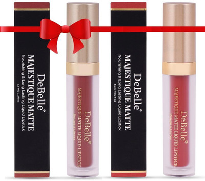 DeBelle Majestique Matte Liquid Lipstick combo of 2((Cinnamon Celine, Scarlet Sophia), 7 ml)