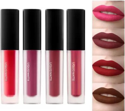 Hidden Beauty Non Transfer Liquid Matte Lipstick Set of 4 Multi Colors Combo Pack(Multicolor, 16 ml)