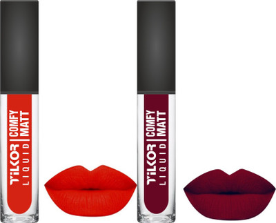 TILKOR Matte Me, Maroon MatteLiquid Lipstick Pack of 2(RED MAROON, 12 ml)