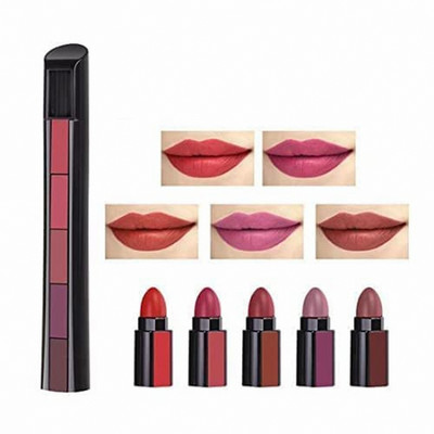 HUDAQUEEN 5 in 1 Red Edition Lipstick Easy Glide Lip Color(Red, 10 g)